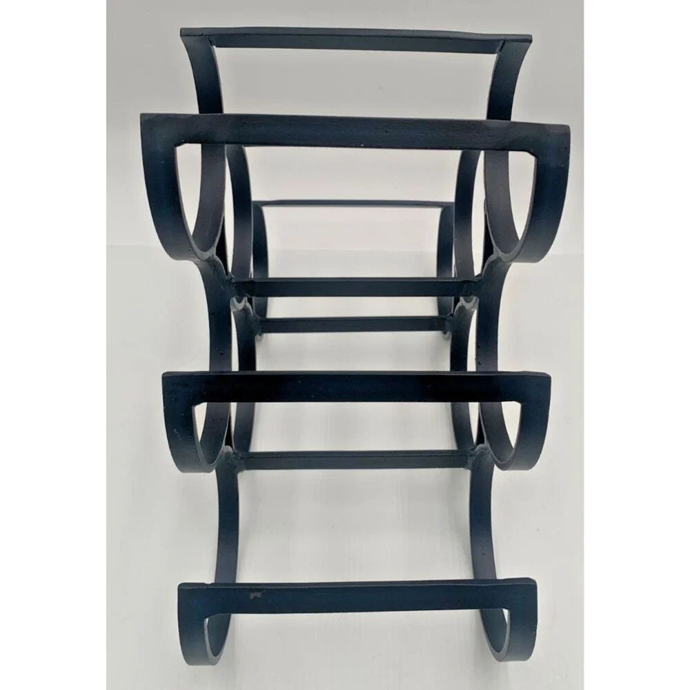Modern Black Metal Wine Rack Tabletop 6-Bottle Geometric Wine Holder Barware